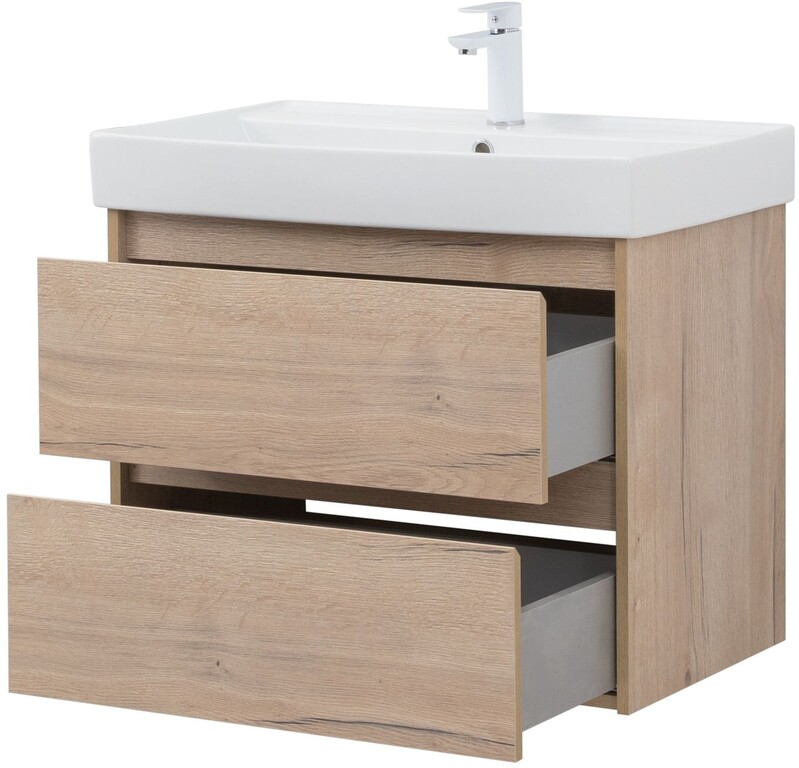 Тумба с раковиной Aquanet Nova Lite 75 дуб крафт (2 ящика)