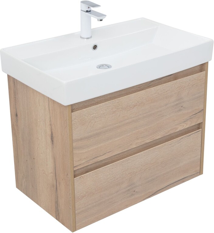 Тумба с раковиной Aquanet Nova Lite 75 дуб крафт (2 ящика)