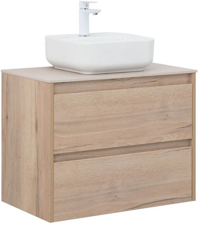 Тумба с раковиной Aquanet Nova Lite 75 дуб крафт (2 ящика)