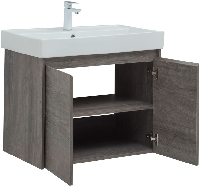 Тумба с раковиной Aquanet Nova Lite 75 дуб рошелье (2 дверцы)