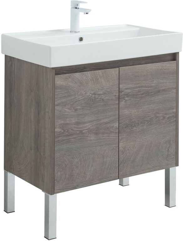 Тумба с раковиной Aquanet Nova Lite 75 дуб рошелье (2 дверцы)