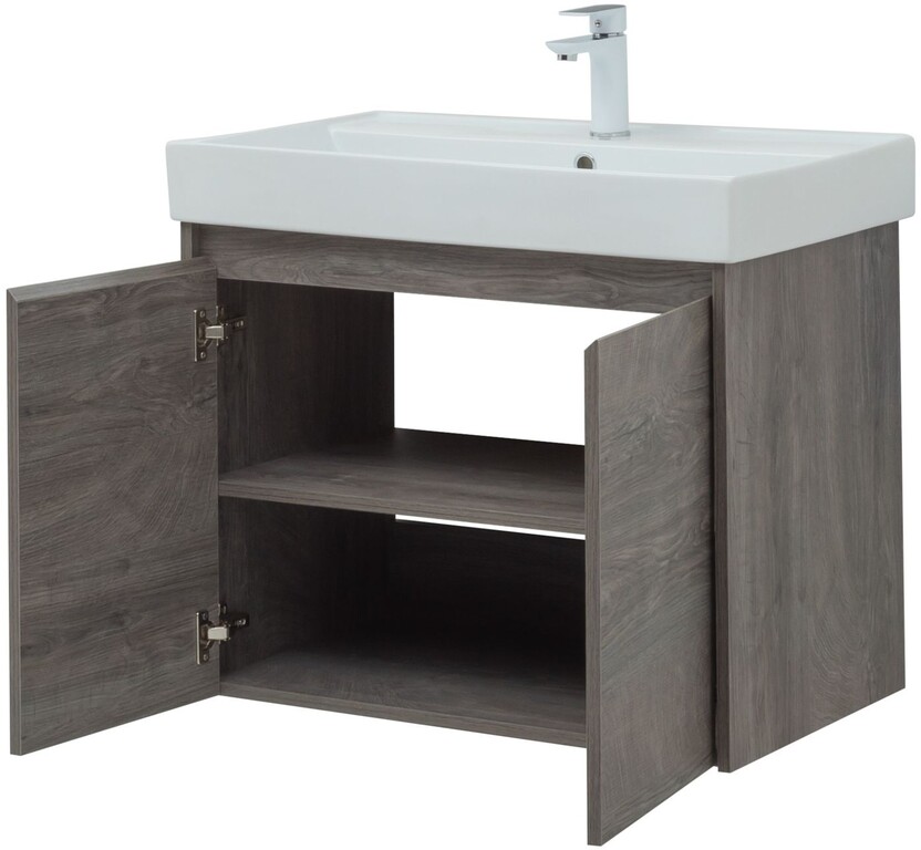 Тумба с раковиной Aquanet Nova Lite 75 дуб рошелье (2 дверцы)