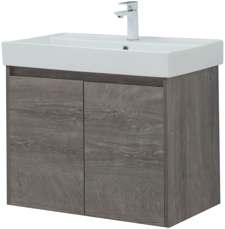 Тумба с раковиной Aquanet Nova Lite 75 дуб рошелье (2 дверцы)