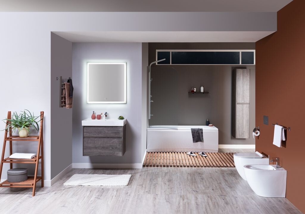 Тумба с раковиной Aquanet Nova Lite 75 дуб рошелье (2 ящика)