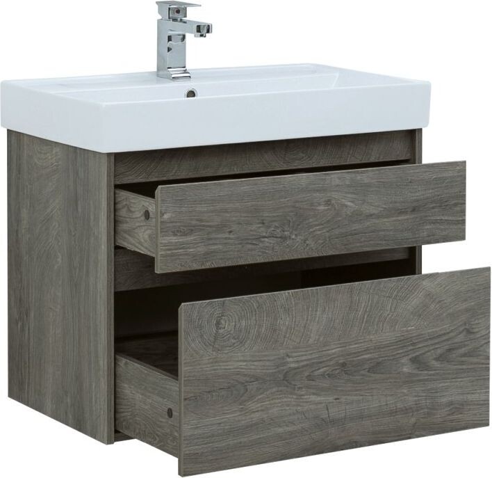 Тумба с раковиной Aquanet Nova Lite 75 дуб рошелье (2 ящика)