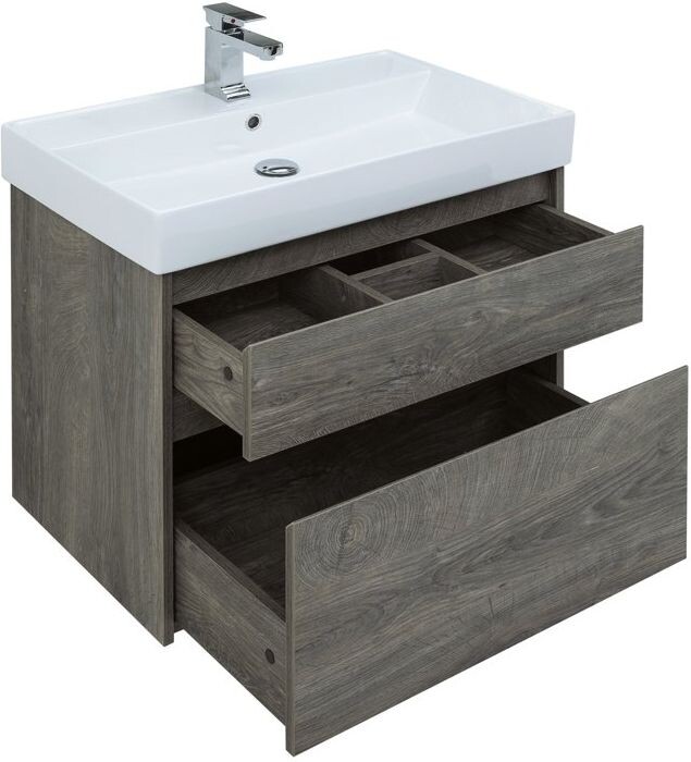 Тумба с раковиной Aquanet Nova Lite 75 дуб рошелье (2 ящика)