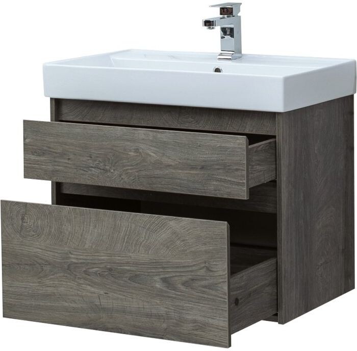 Тумба с раковиной Aquanet Nova Lite 75 дуб рошелье (2 ящика)