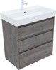 Тумба с раковиной Aquanet Nova Lite 75 дуб рошелье (3 ящика)