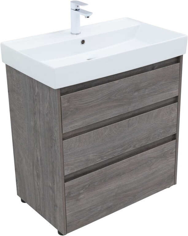Тумба с раковиной Aquanet Nova Lite 75 дуб рошелье (3 ящика)