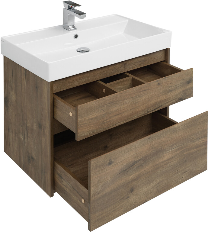 Тумба с раковиной Aquanet Nova Lite 75 дуб рустикальный (2 ящика)