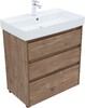 Тумба с раковиной Aquanet Nova Lite 75 дуб рустикальный (3 ящика)