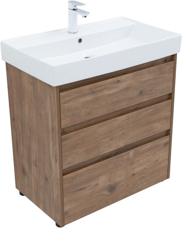 Тумба с раковиной Aquanet Nova Lite 75 дуб рустикальный (3 ящика)