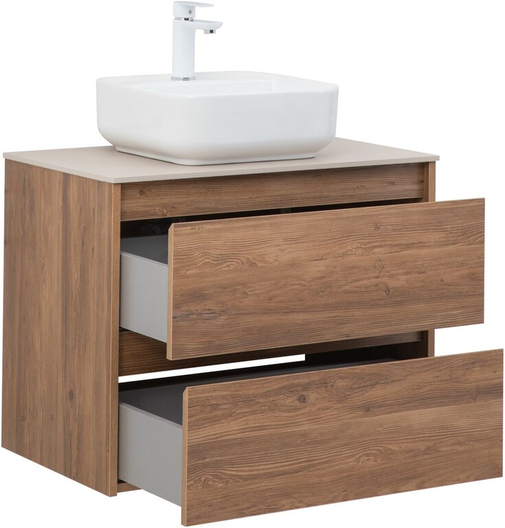 Тумба с раковиной Aquanet Nova Lite 75 дуб шоколадный (2 ящика)