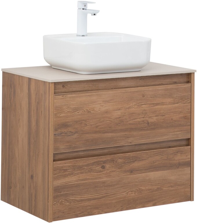 Тумба с раковиной Aquanet Nova Lite 75 дуб шоколадный (2 ящика)