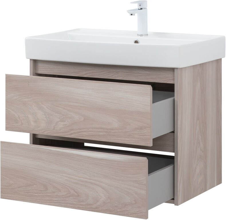Тумба с раковиной Aquanet Nova Lite 75 орех светлый (2 ящика)