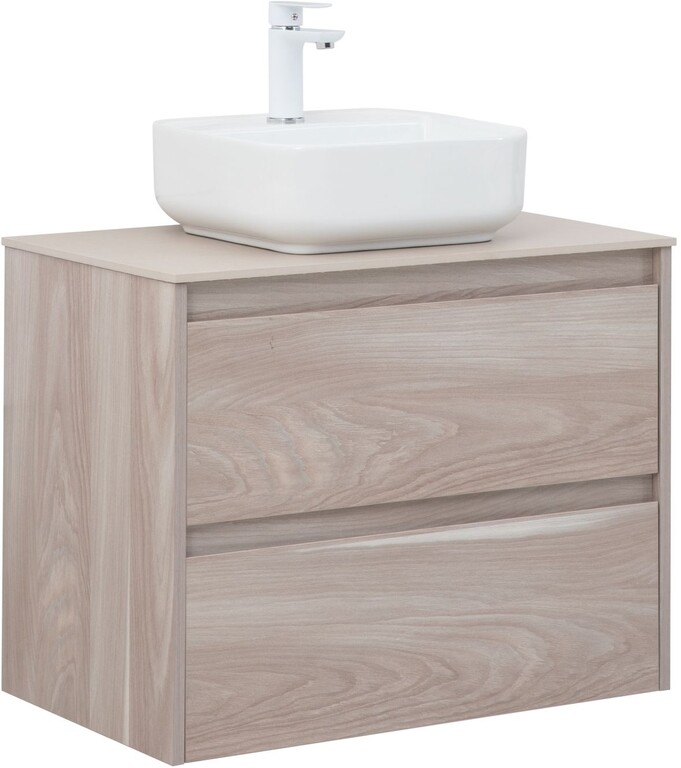 Тумба с раковиной Aquanet Nova Lite 75 орех светлый (2 ящика)
