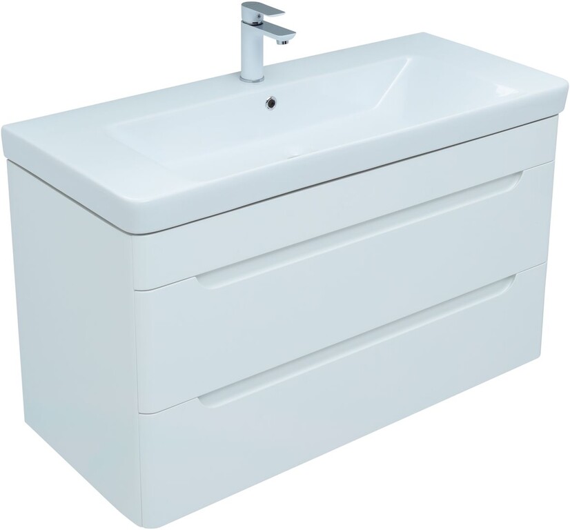 Тумба с раковиной Aquanet София 105 белый глянец (2 ящика)
