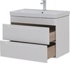 Тумба с раковиной Aquanet София 80 белый глянец (2 ящика)