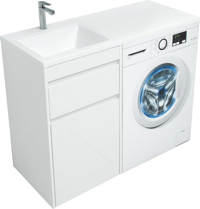 Тумба с раковиной Aquanet Токио 110 L белый (напольная, 1 ящик)