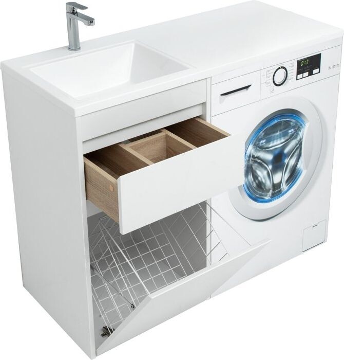 Тумба с раковиной Aquanet Токио 110 L белый (напольная, 1 ящик)