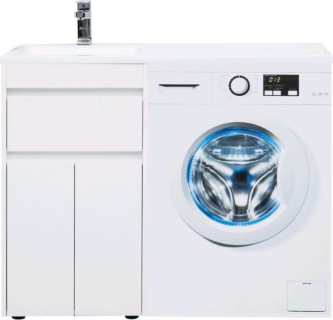 Тумба с раковиной Aquanet Токио 110 L белый (напольная, 1 ящик, 2 дверцы)