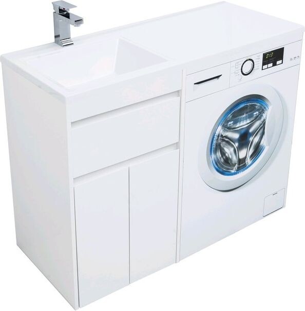 Тумба с раковиной Aquanet Токио 110 L белый (напольная, 1 ящик, 2 дверцы)
