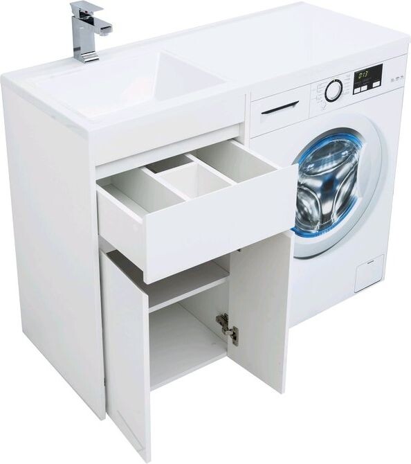 Тумба с раковиной Aquanet Токио 110 L белый (напольная, 1 ящик, 2 дверцы)