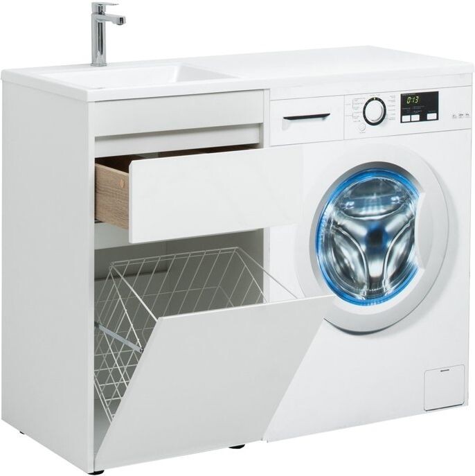 Тумба с раковиной Aquanet Токио 110 L белый (напольная, 1 ящик)