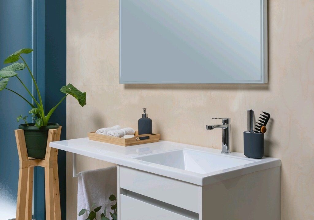 Тумба с раковиной Aquanet Токио 110 R белый (напольная, 1 ящик, 2 дверцы)