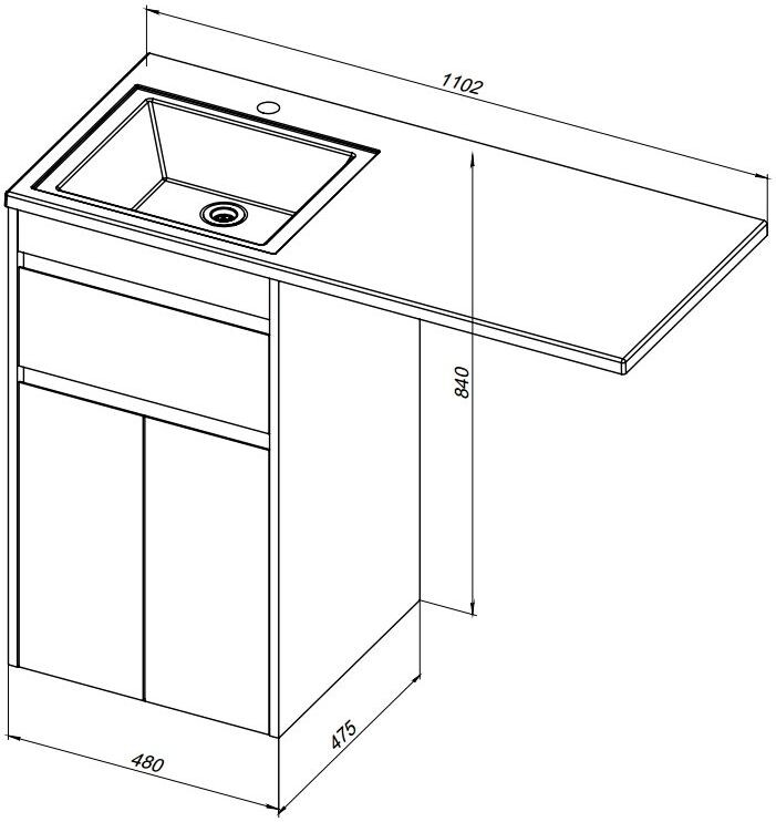 Тумба с раковиной Aquanet Токио 110 R белый (напольная, 1 ящик, 2 дверцы)