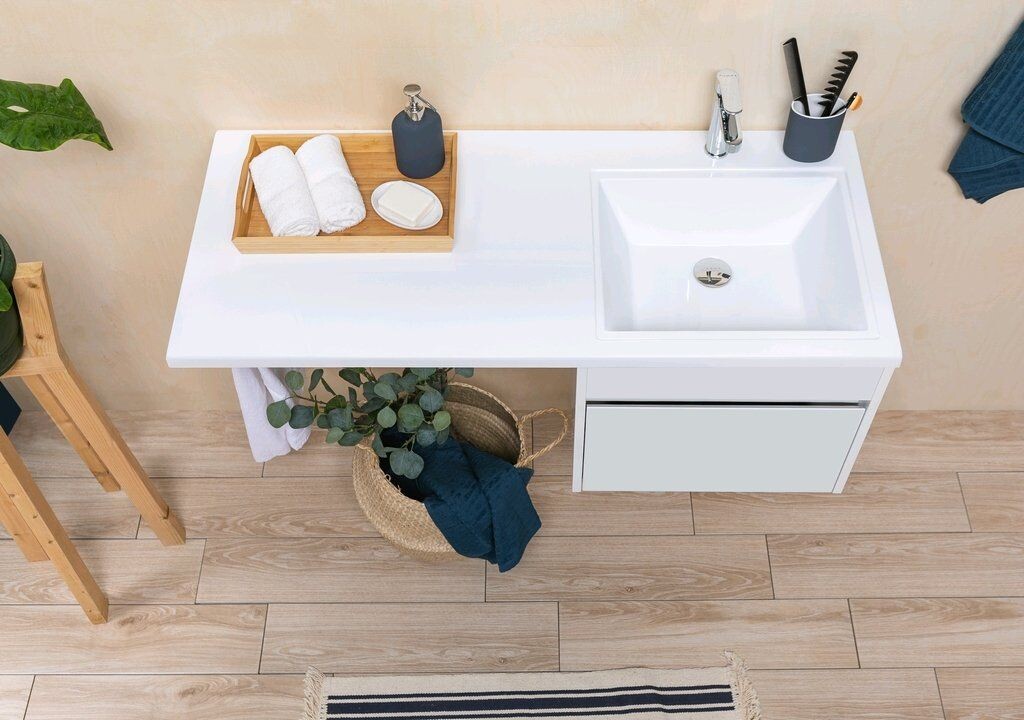Тумба с раковиной Aquanet Токио 110 R белый (подвесная, 1 ящик)