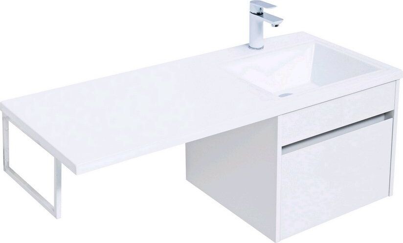 Тумба с раковиной Aquanet Токио 110 R белый (подвесная, 1 ящик)