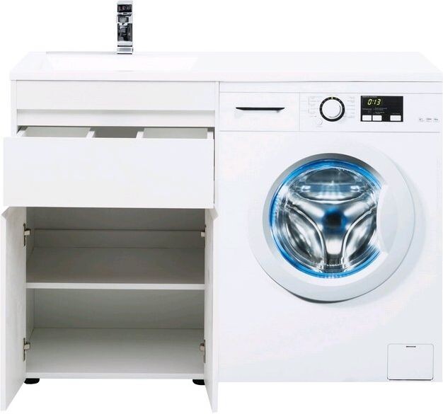 Тумба с раковиной Aquanet Токио 120 L белый (напольная, 1 ящик, 2 дверцы)