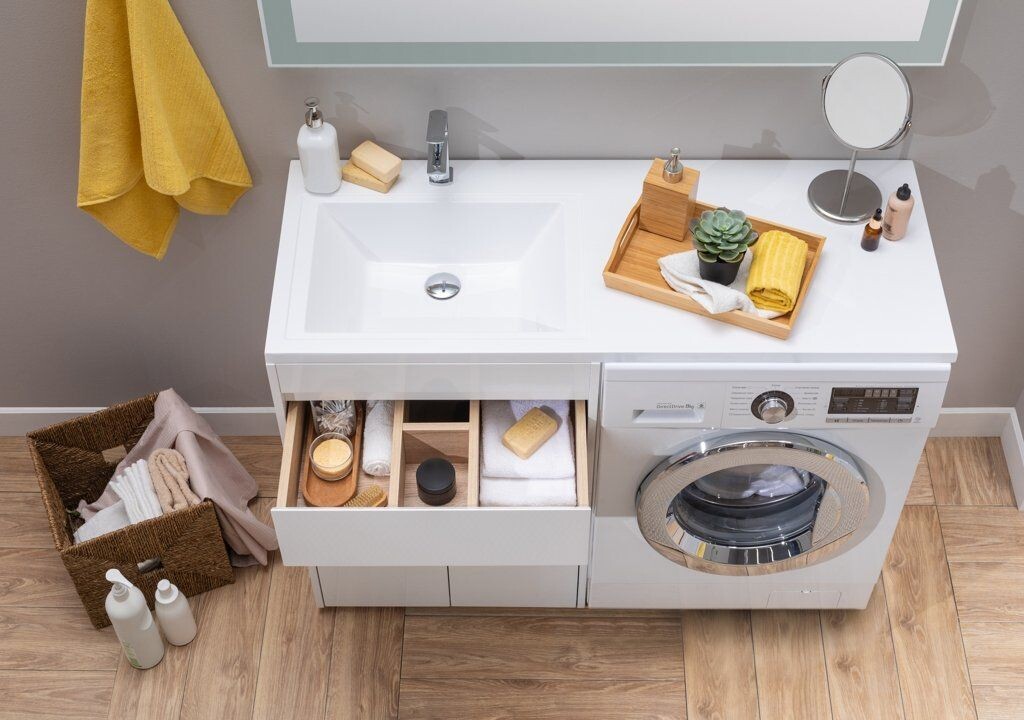 Тумба с раковиной Aquanet Токио 120 L белый (напольная, 1 ящик, 2 дверцы)