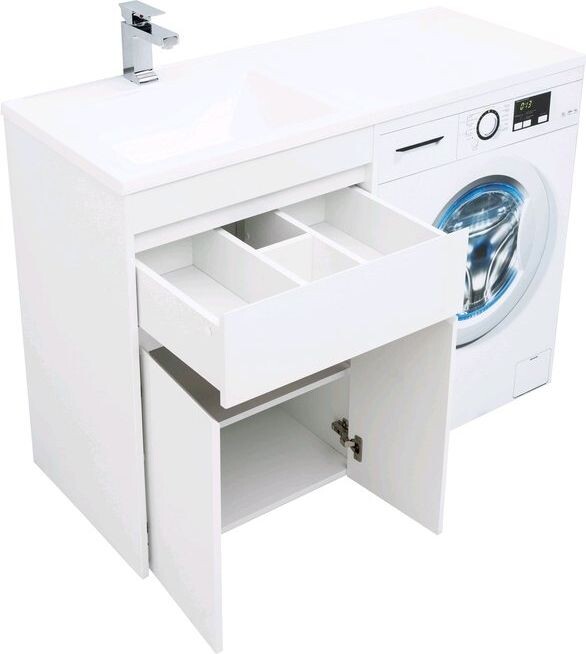 Тумба с раковиной Aquanet Токио 120 L белый (напольная, 1 ящик, 2 дверцы)