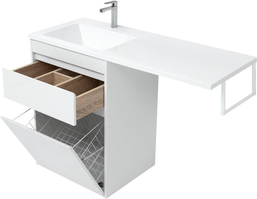 Тумба с раковиной Aquanet Токио 120 L белый (напольная, 1 ящик)