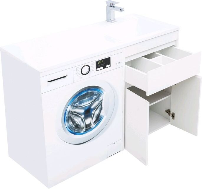 Тумба с раковиной Aquanet Токио 120 R белый (напольная, 1 ящик, 2 дверцы)
