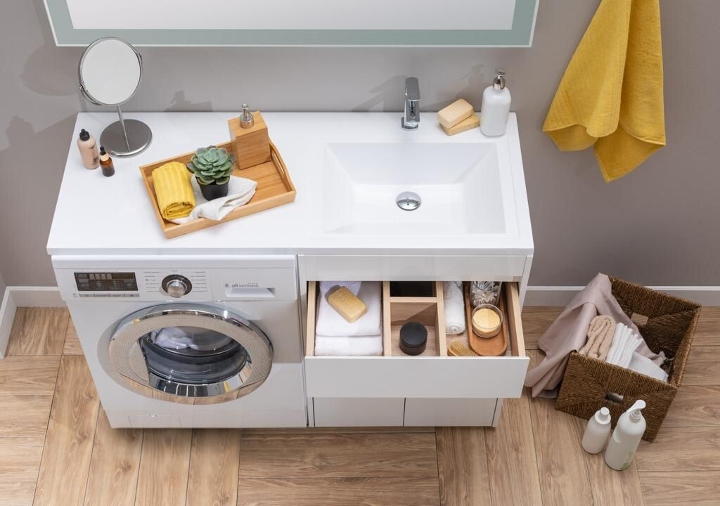 Тумба с раковиной Aquanet Токио 120 R белый (напольная, 1 ящик, 2 дверцы)