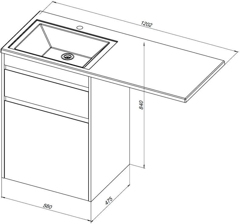 Тумба с раковиной Aquanet Токио 120 R белый (напольная, 1 ящик)