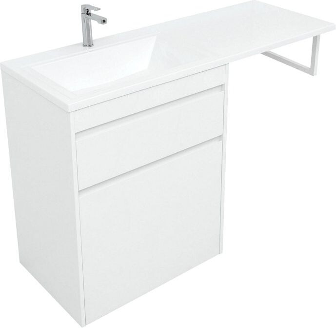 Тумба с раковиной Aquanet Токио 130 L белый (напольная, 1 ящик)