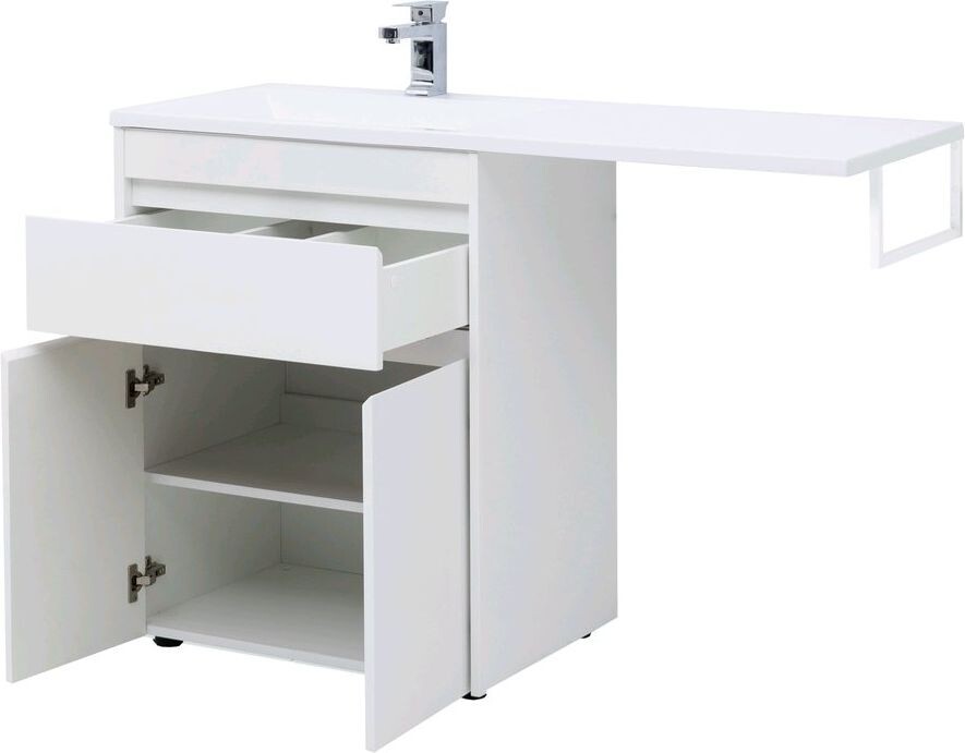 Тумба с раковиной Aquanet Токио 130 L белый (напольная, 1 ящик, 2 дверцы)