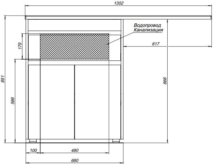 Тумба с раковиной Aquanet Токио 130 L белый (напольная, 1 ящик, 2 дверцы)