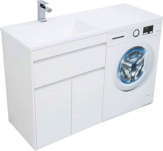 Тумба с раковиной Aquanet Токио 130 L белый (напольная, 1 ящик, 2 дверцы)
