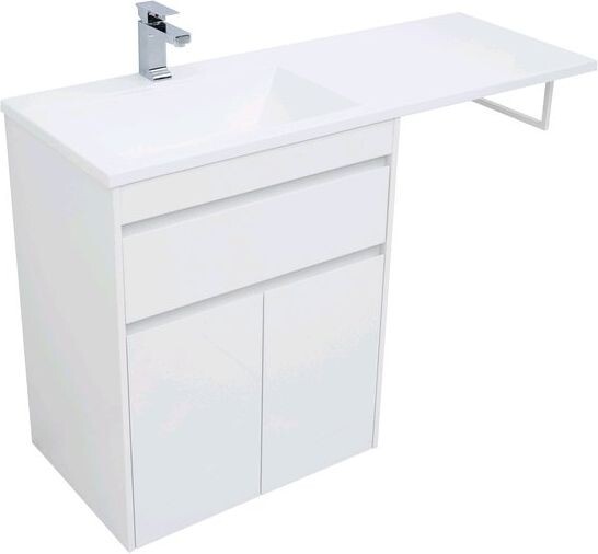 Тумба с раковиной Aquanet Токио 130 L белый (напольная, 1 ящик, 2 дверцы)