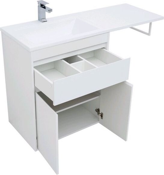 Тумба с раковиной Aquanet Токио 130 L белый (напольная, 1 ящик, 2 дверцы)