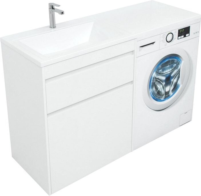 Тумба с раковиной Aquanet Токио 130 L белый (напольная, 1 ящик)