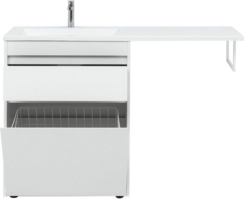 Тумба с раковиной Aquanet Токио 130 L белый (напольная, 1 ящик)