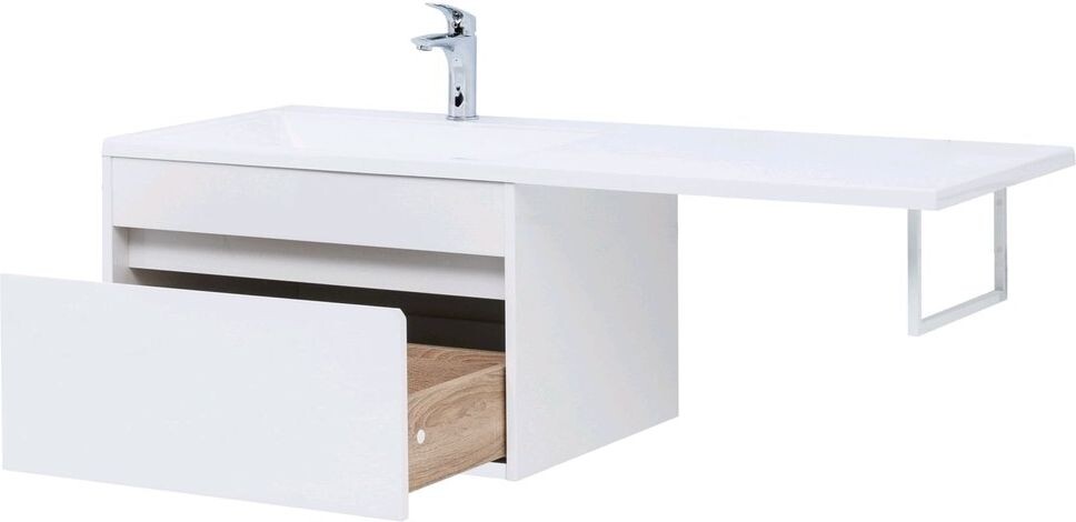 Тумба с раковиной Aquanet Токио 130 L белый (подвесная, 1 ящик)
