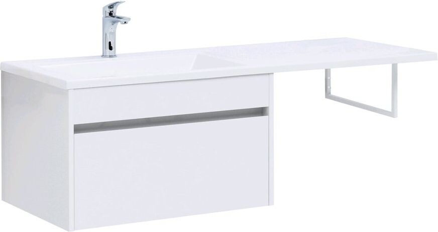 Тумба с раковиной Aquanet Токио 130 L белый (подвесная, 1 ящик)