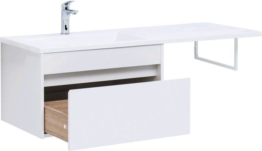 Тумба с раковиной Aquanet Токио 130 L белый (подвесная, 1 ящик)